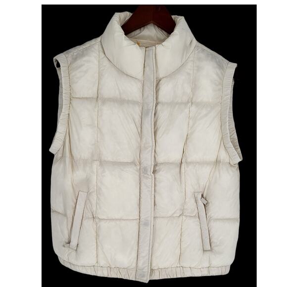 Le Rose Cream Zip Front Manteau Compressible Puffer Vest Women's M - Picture 1 of 11